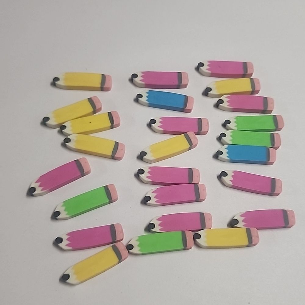Lot of 25 Mini Pencil Shaped Erasers